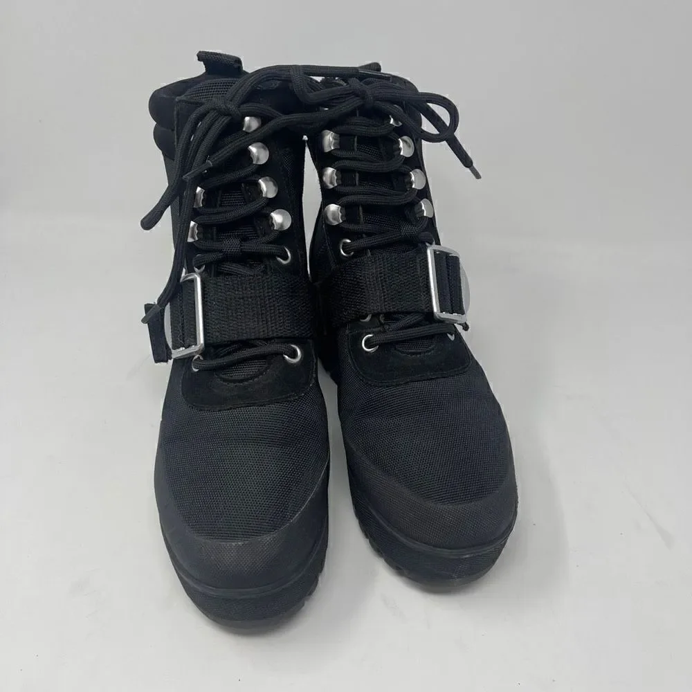 Steve Madden Women's Nayra Platform Lace Up Black Mult Booties Size 7
